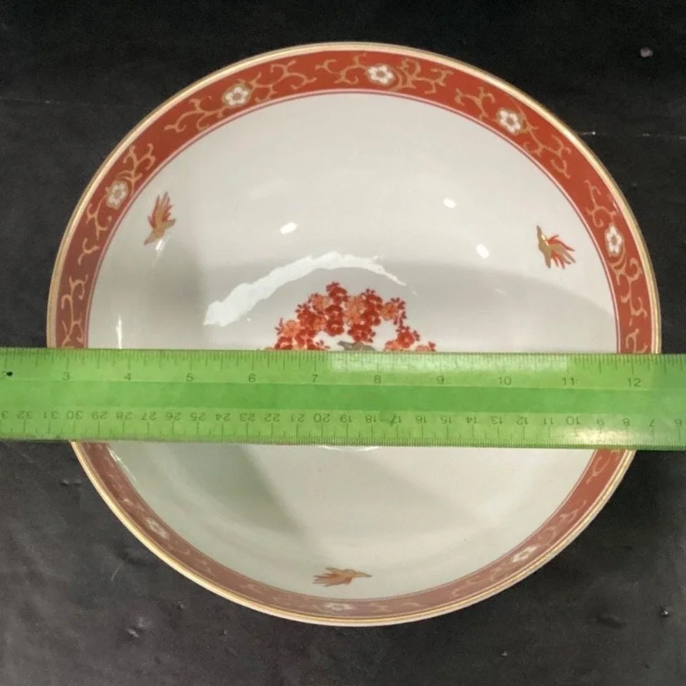 Imari Japan Serving Bowl, Vintage Hand Painted Floral & Birds, Vegetable Dish